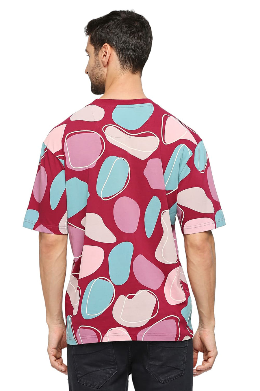 BASICS RELAXED FIT BEAUJOLAIS COTTON PRINTED CREW T-SHIRTS