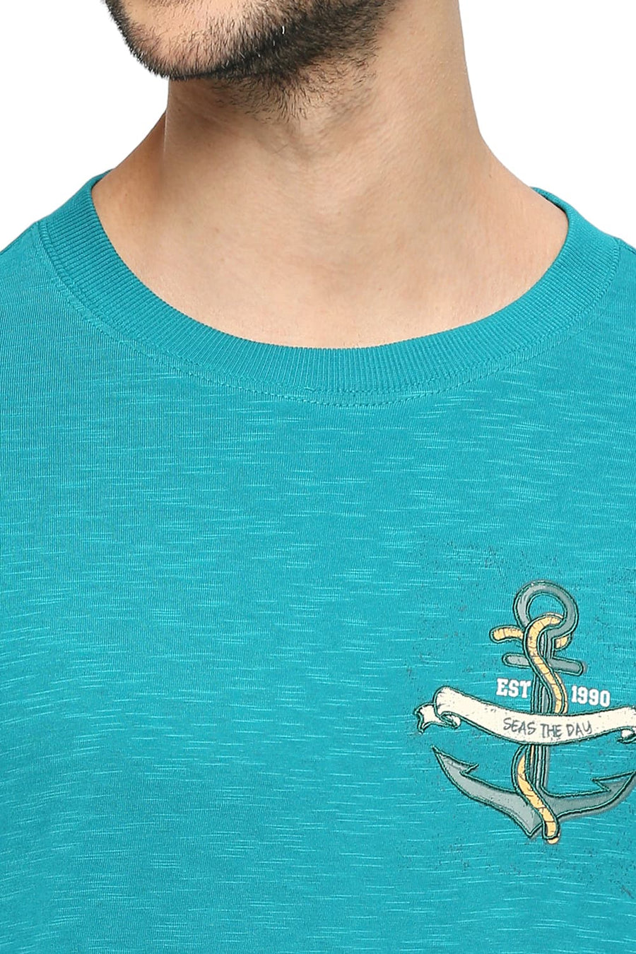 BASICS MUSCLE FIT KAYAKING COTTON SOLID CREW T-SHIRTS
