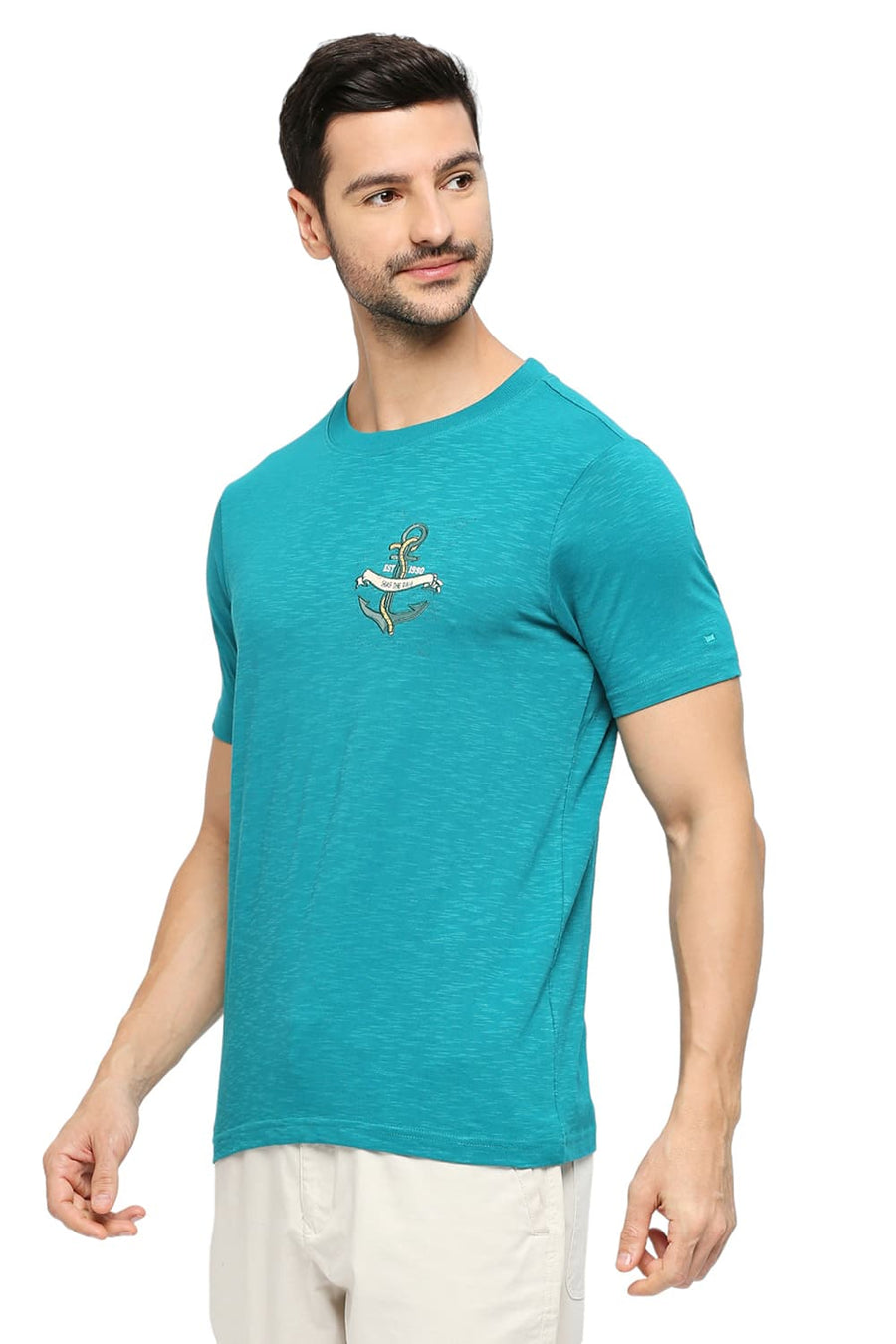 BASICS MUSCLE FIT KAYAKING COTTON SOLID CREW T-SHIRTS