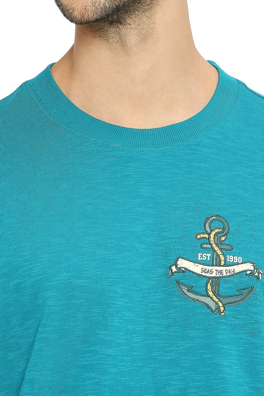 BASICS RELAXED FIT KAYAKING COTTON SOLID CREW T-SHIRTS