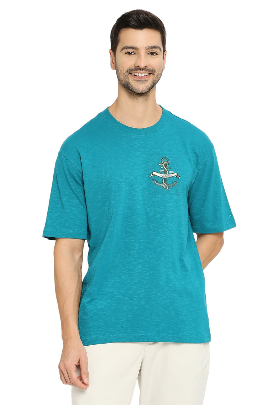 BASICS RELAXED FIT KAYAKING COTTON SOLID CREW T-SHIRTS