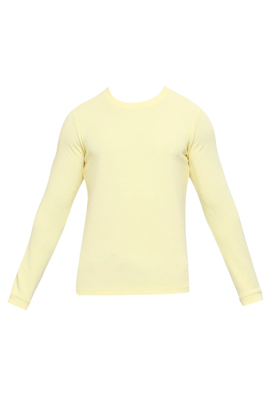 BASICS MUSCLE FIT FRENCH VANILLA COTTON POLYESTER STRETCH SOLID CREW T-SHIRTS