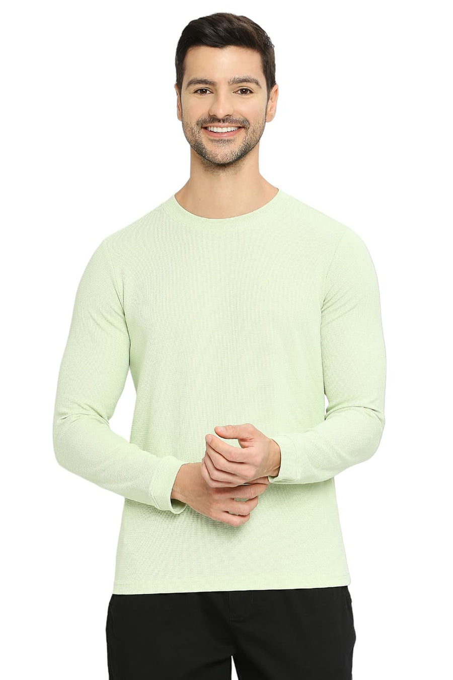 BASICS MUSCLE FIT REED COTTON POLYESTER STRETCH SOLID CREW T-SHIRTS