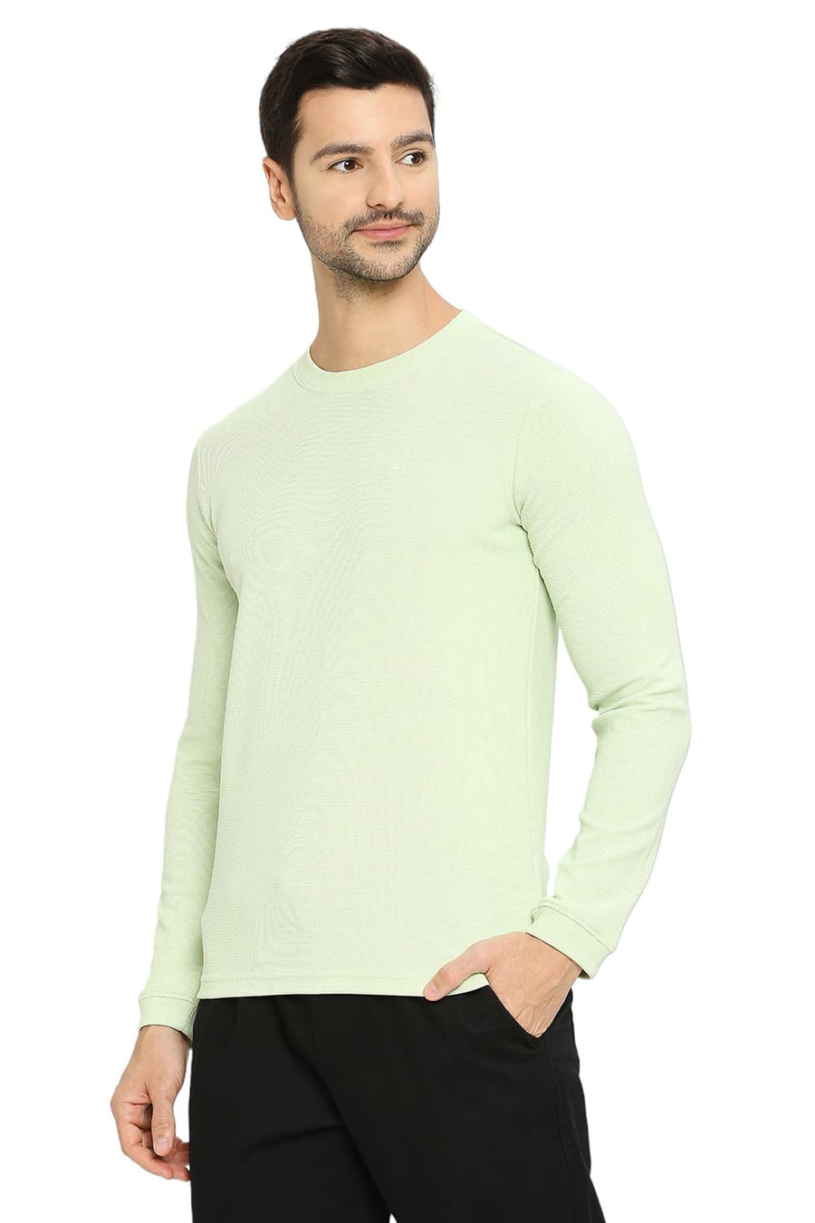 BASICS MUSCLE FIT REED COTTON POLYESTER STRETCH SOLID CREW T-SHIRTS