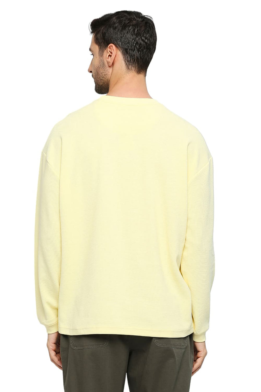BASICS RELAXED FIT FRENCH VANILLA COTTON POLYESTER STRETCH SOLID CREW T-SHIRTS