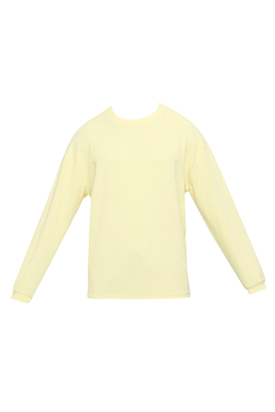 BASICS RELAXED FIT FRENCH VANILLA COTTON POLYESTER STRETCH SOLID CREW T-SHIRTS