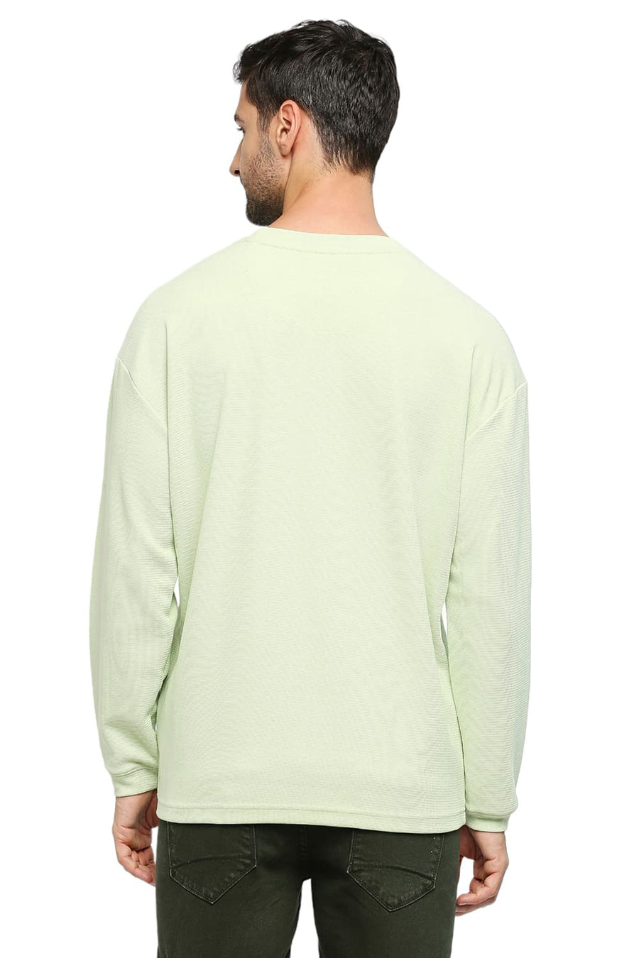 BASICS RELAXED FIT REED COTTON POLYESTER STRETCH SOLID CREW T-SHIRTS
