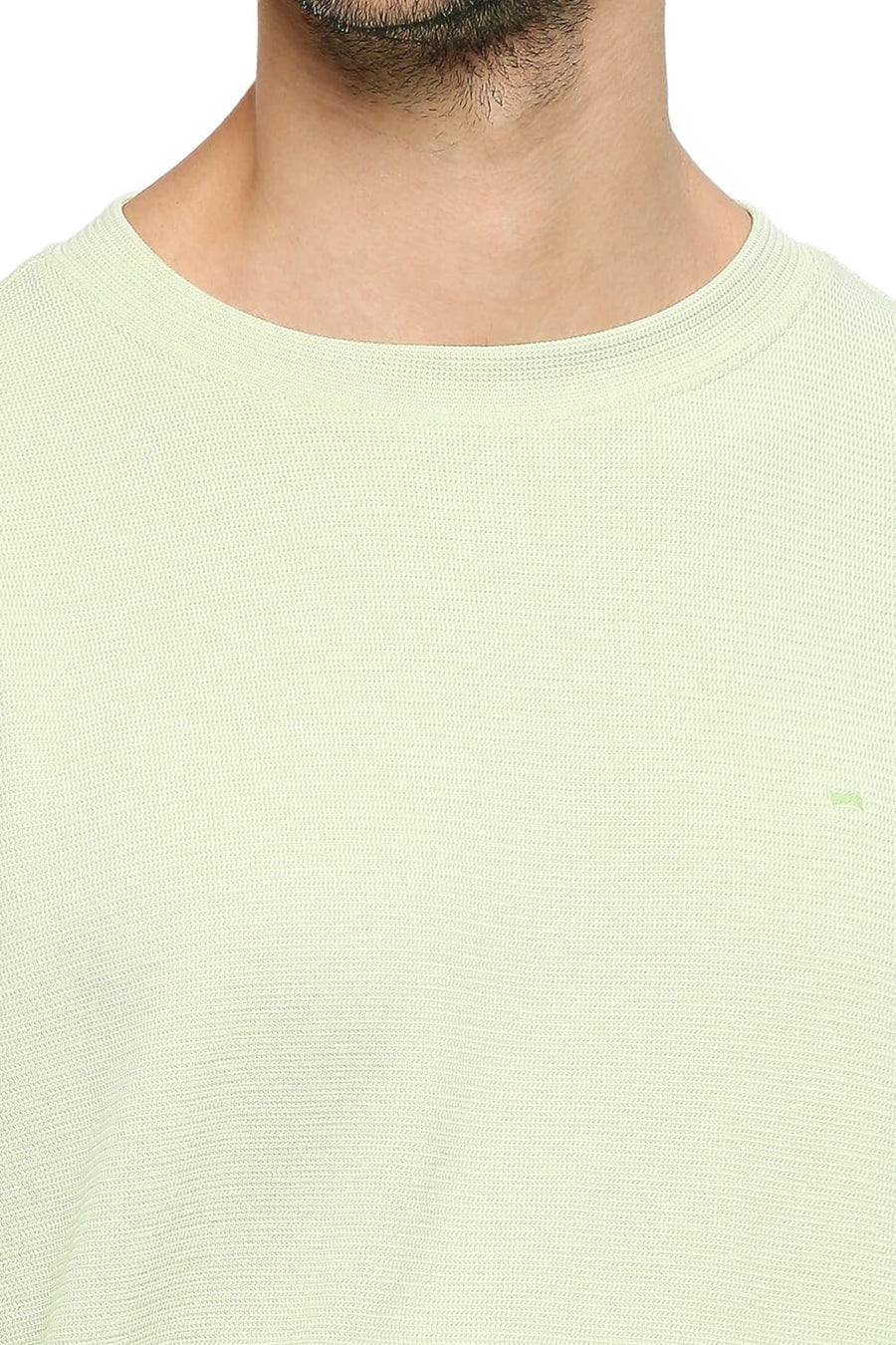 BASICS RELAXED FIT REED COTTON POLYESTER STRETCH SOLID CREW T-SHIRTS