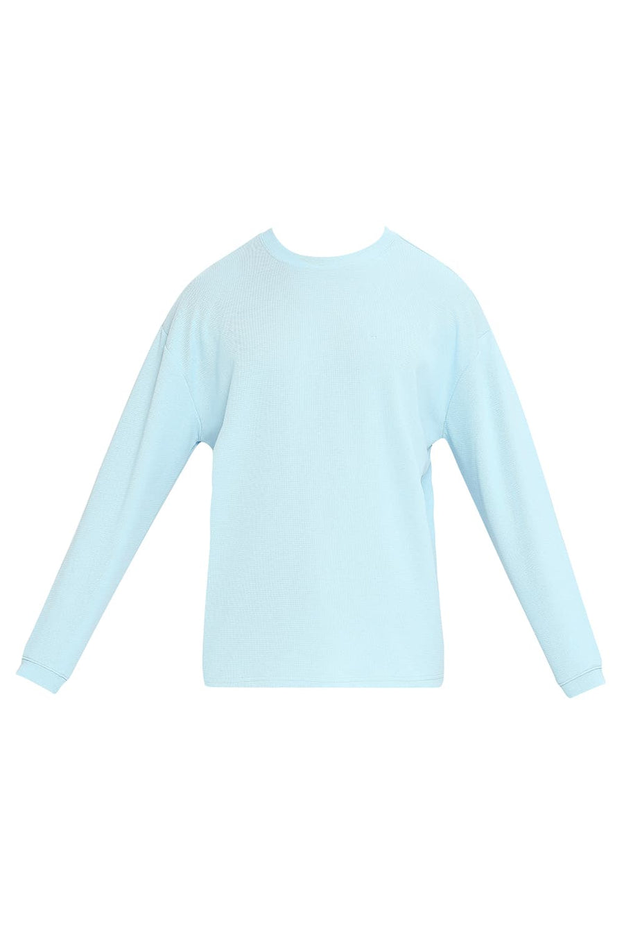 BASICS RELAXED FIT CRYSTAL BLUE COTTON POLYESTER STRETCH SOLID CREW T-SHIRTS