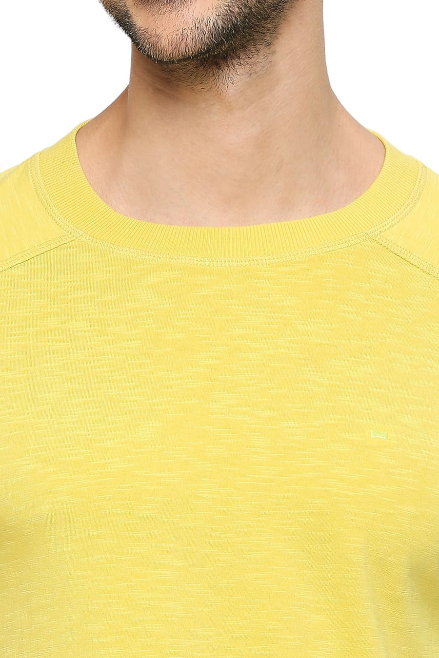 BASICS MUSCLE FIT CELERY COTTON SOLID CREW T-SHIRTS