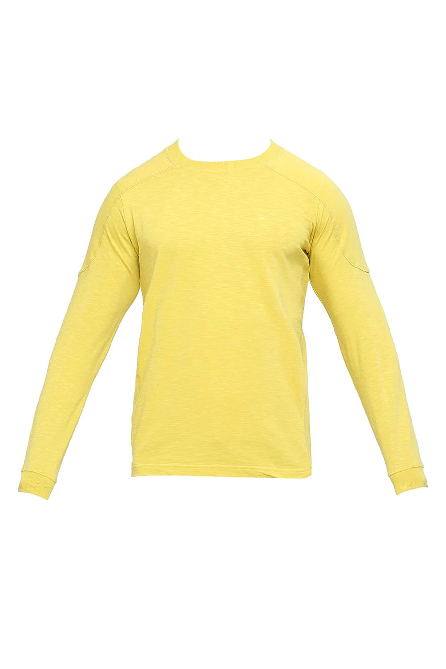 BASICS MUSCLE FIT CELERY COTTON SOLID CREW T-SHIRTS