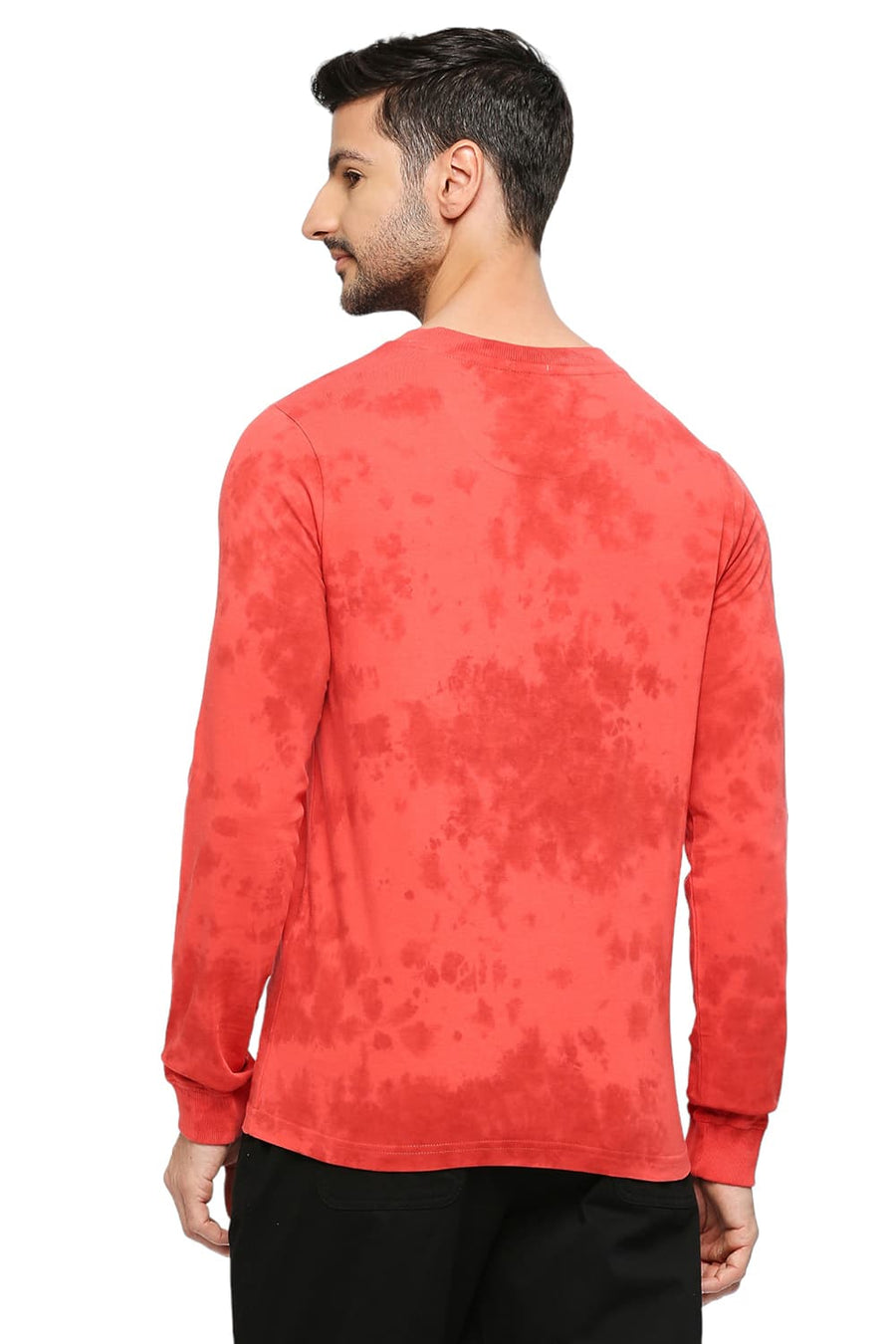 BASICS MUSCLE FIT CAYENNE COTTON TIE DYE CREW T-SHIRTS