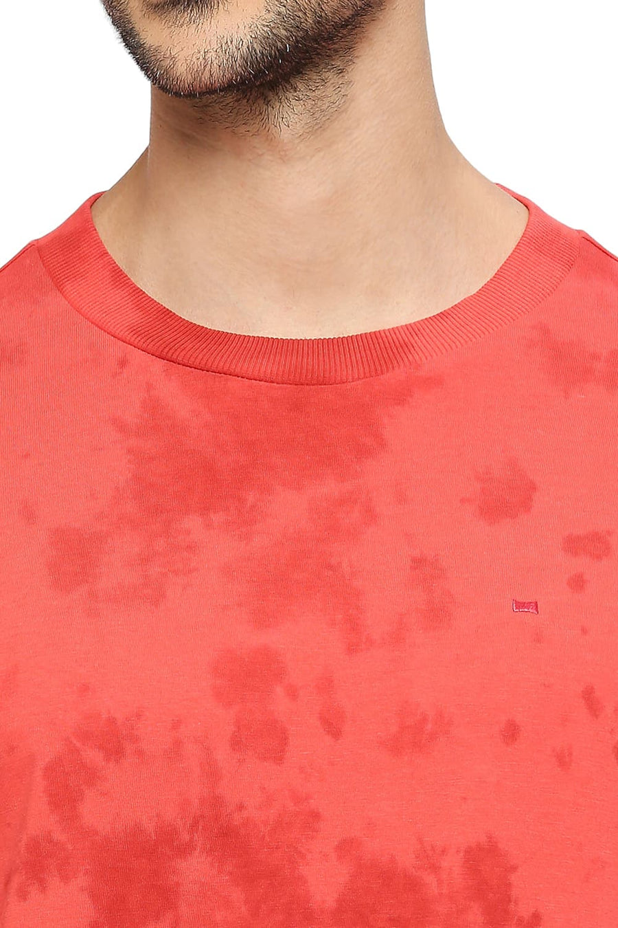 BASICS MUSCLE FIT CAYENNE COTTON TIE DYE CREW T-SHIRTS