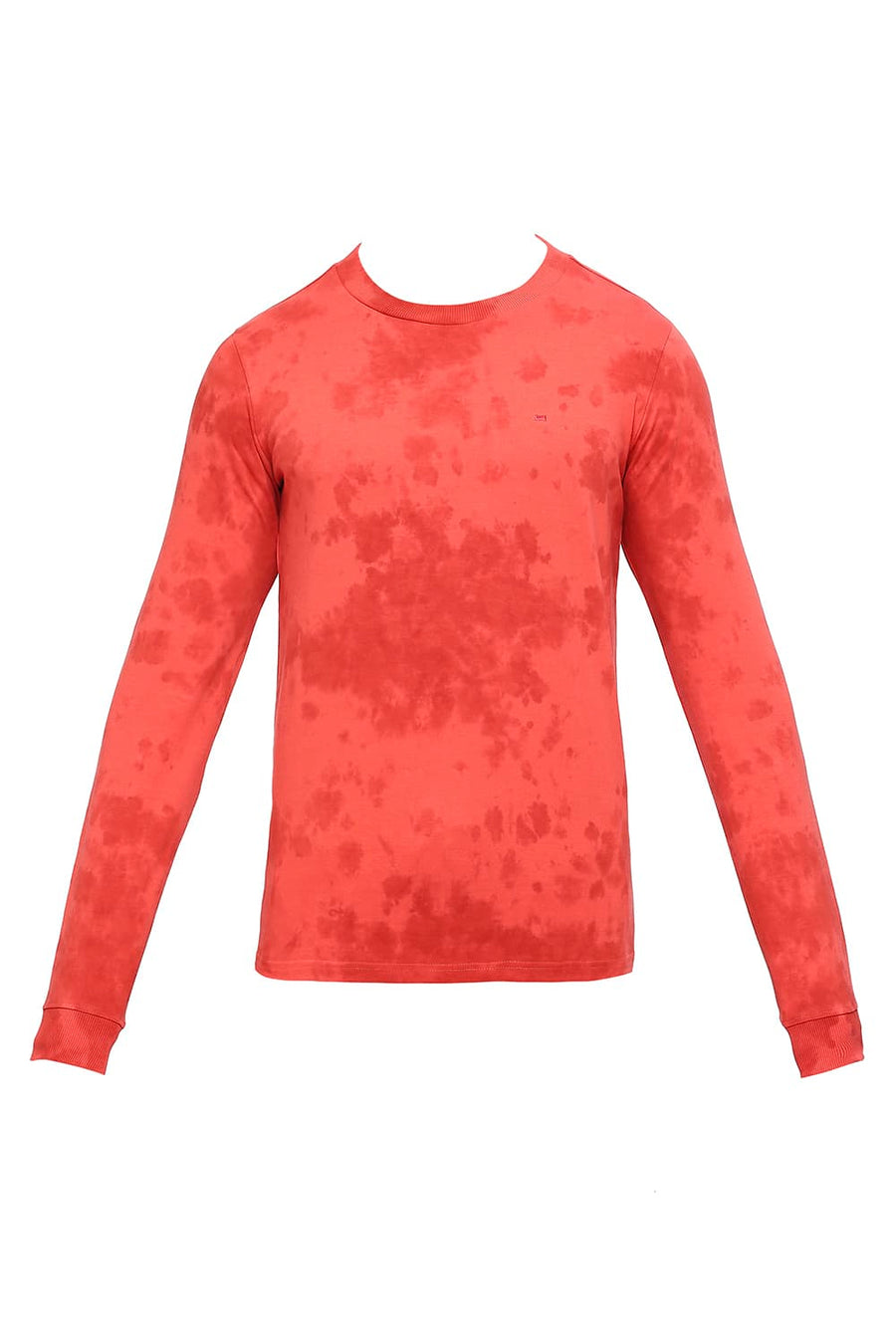 BASICS MUSCLE FIT CAYENNE COTTON TIE DYE CREW T-SHIRTS
