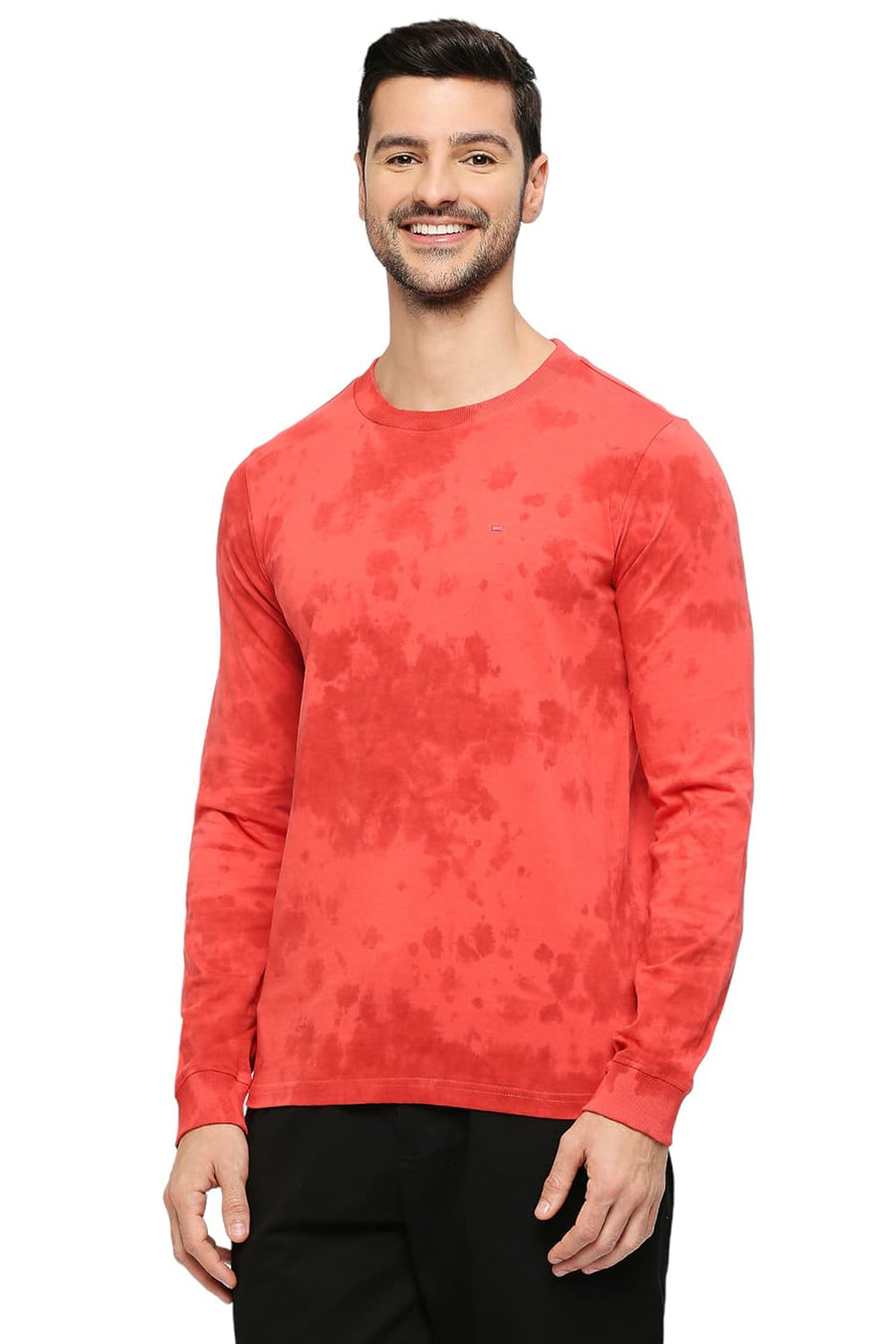 BASICS MUSCLE FIT CAYENNE COTTON TIE DYE CREW T-SHIRTS