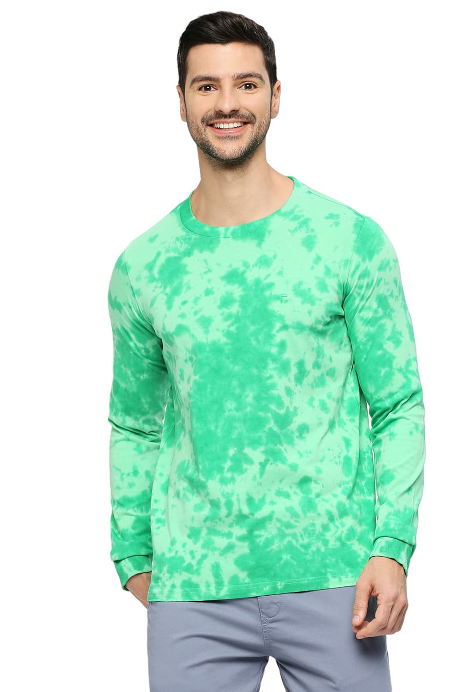 BASICS MUSCLE FIT SPRING BOUQUET COTTON TIE DYE CREW T-SHIRTS