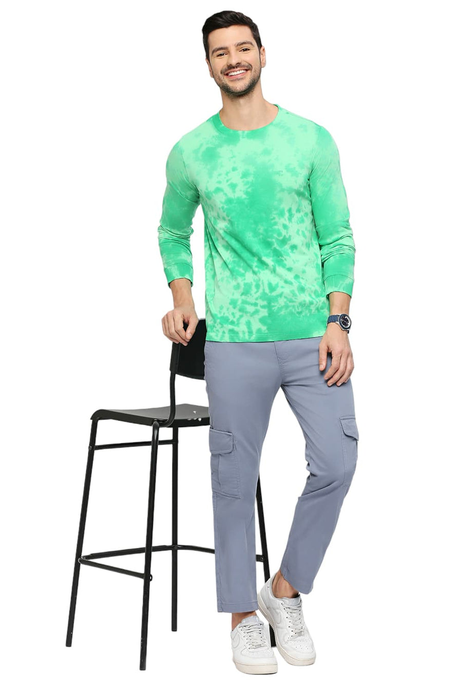 BASICS MUSCLE FIT SPRING BOUQUET COTTON TIE DYE CREW T-SHIRTS