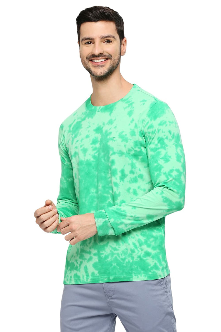 BASICS MUSCLE FIT SPRING BOUQUET COTTON TIE DYE CREW T-SHIRTS