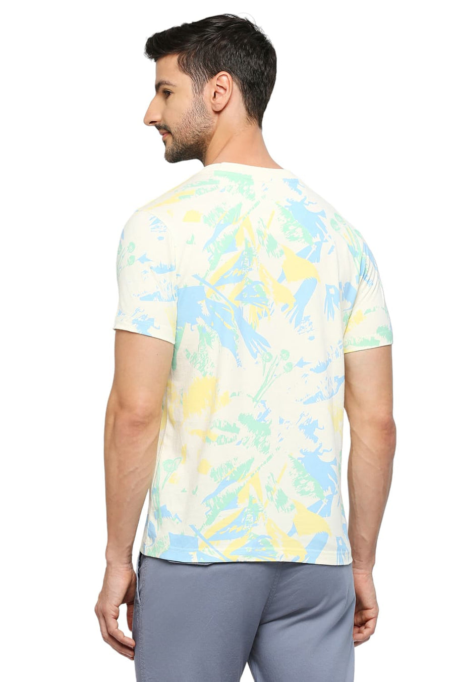 BASICS MUSCLE FIT PAPYRUS COTTON PRINTED CREW T-SHIRTS