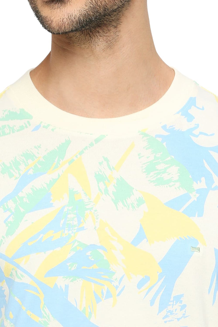 BASICS MUSCLE FIT PAPYRUS COTTON PRINTED CREW T-SHIRTS