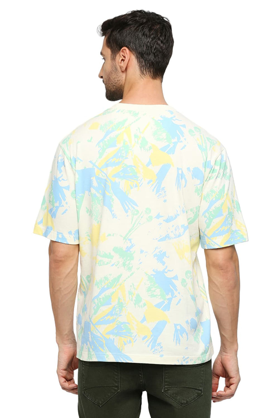 BASICS RELAXED FIT PAPYRUS COTTON PRINTED CREW T-SHIRTS