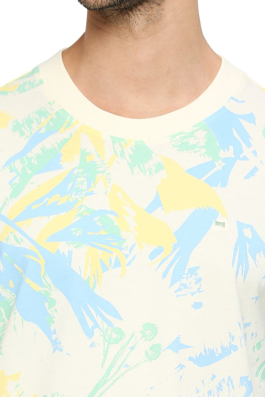 BASICS RELAXED FIT PAPYRUS COTTON PRINTED CREW T-SHIRTS