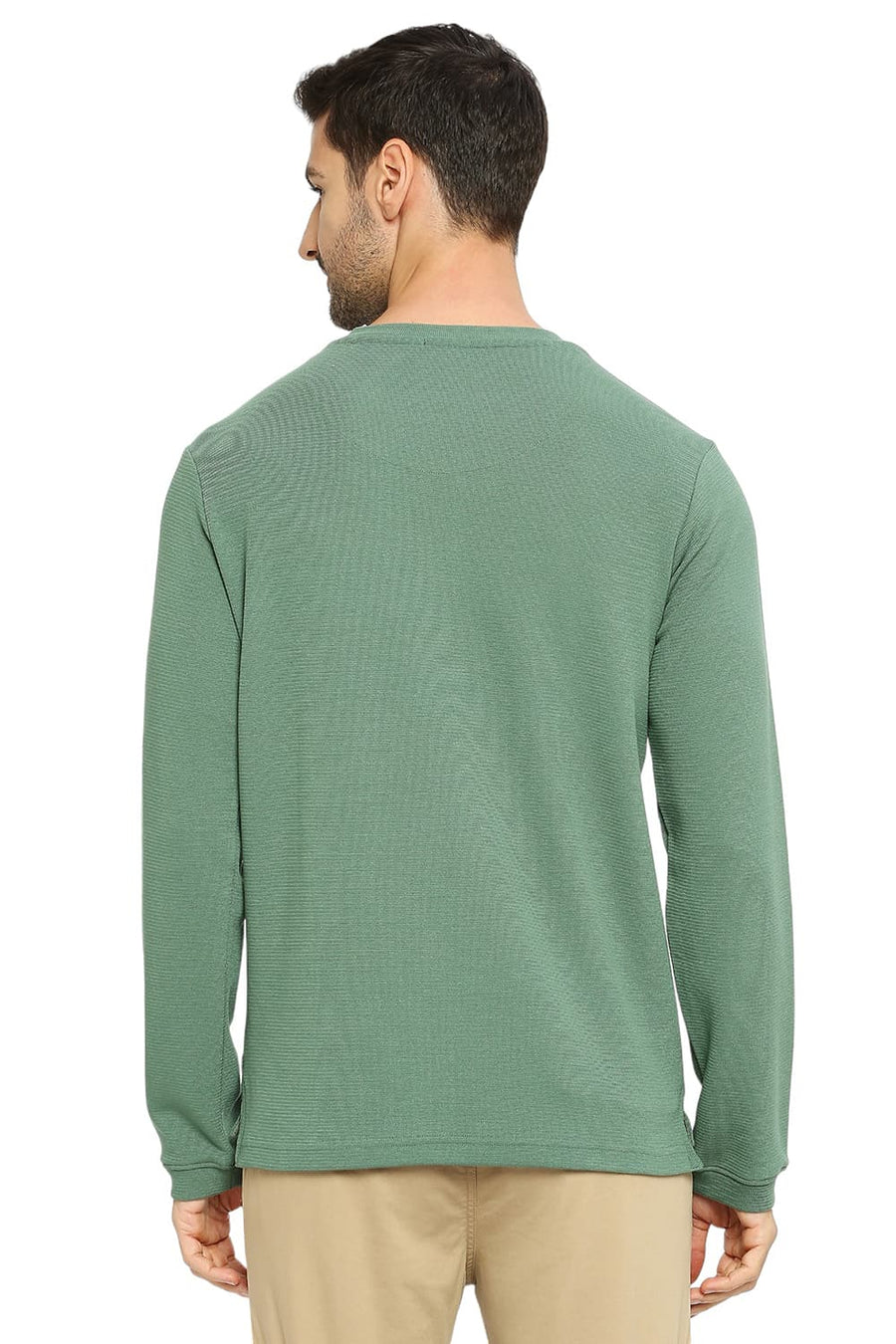 BASICS MUSCLE FIT MYRTLE COTTON POLYESTER STRETCH SOLID HENLEY T-SHIRTS