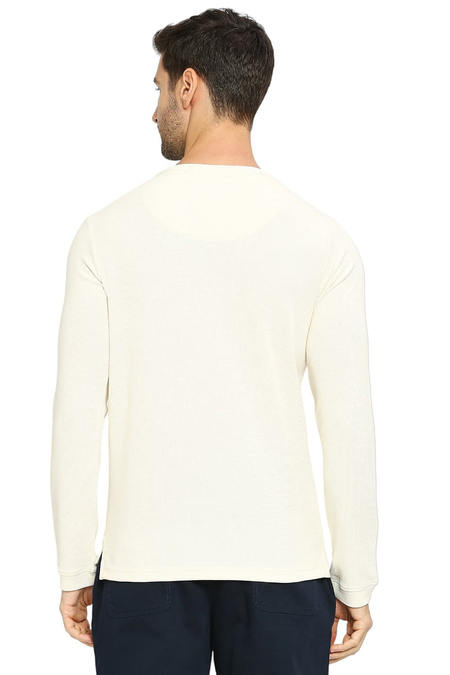BASICS MUSCLE FIT ARCTIC WOLF COTTON POLYESTER STRETCH SOLID HENLEY T-SHIRTS