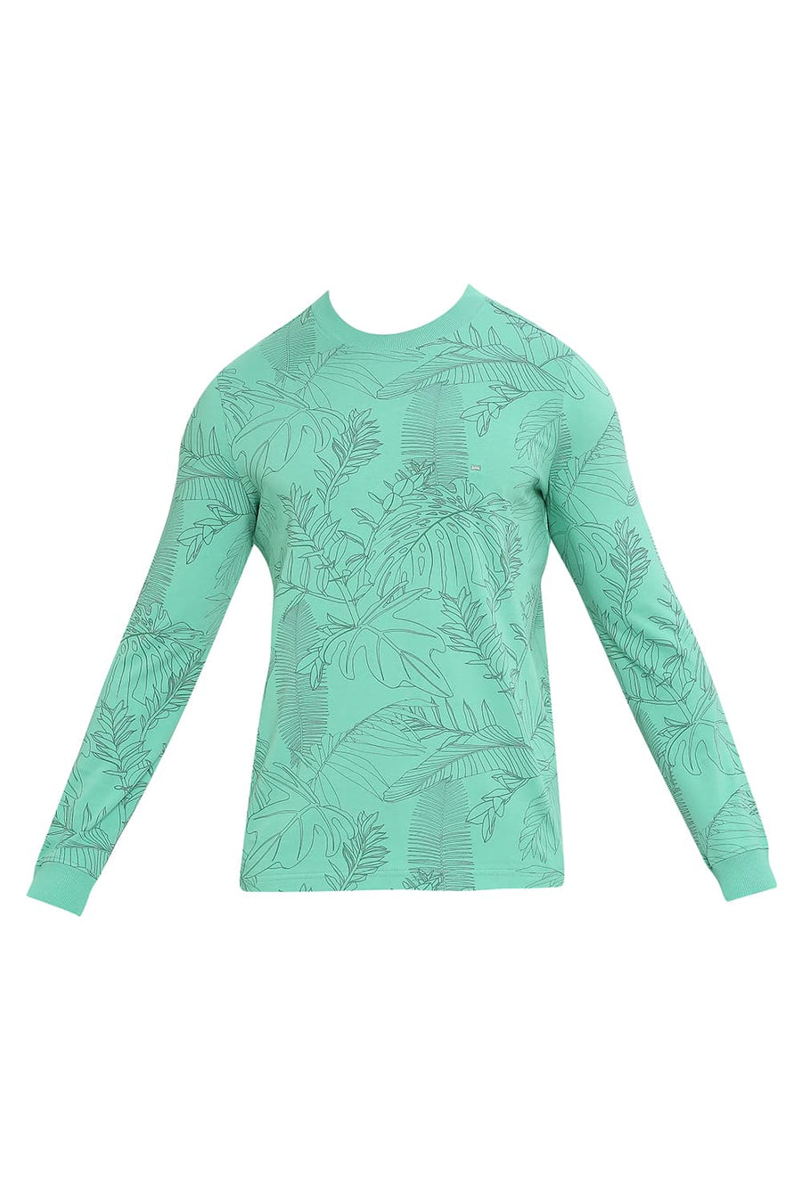 BASICS MUSCLE FIT GREEN SPRUCE COTTON PRINTED CREW T-SHIRTS