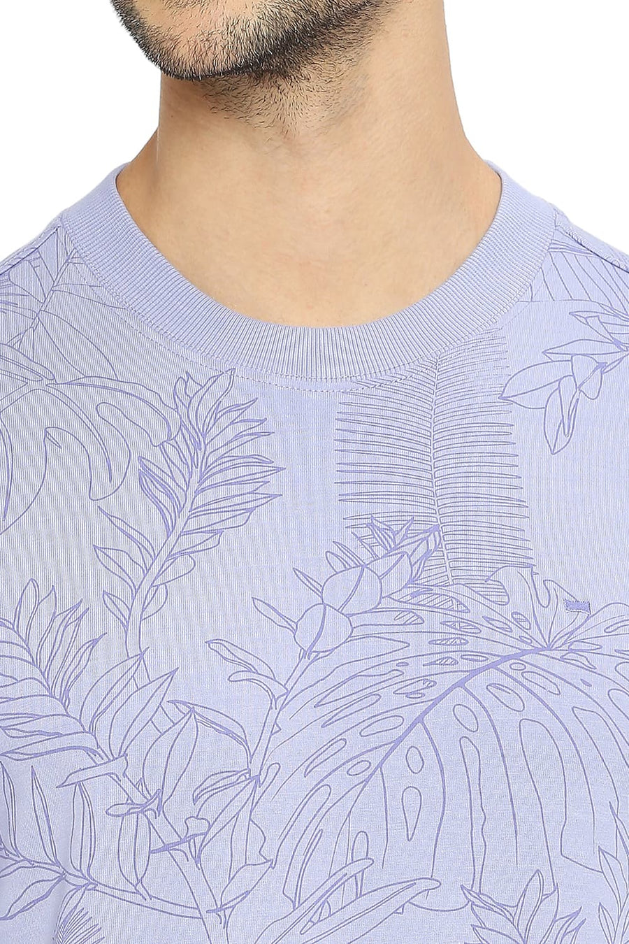 BASICS MUSCLE FIT THISTLE DOWN COTTON PRINTED CREW T-SHIRTS