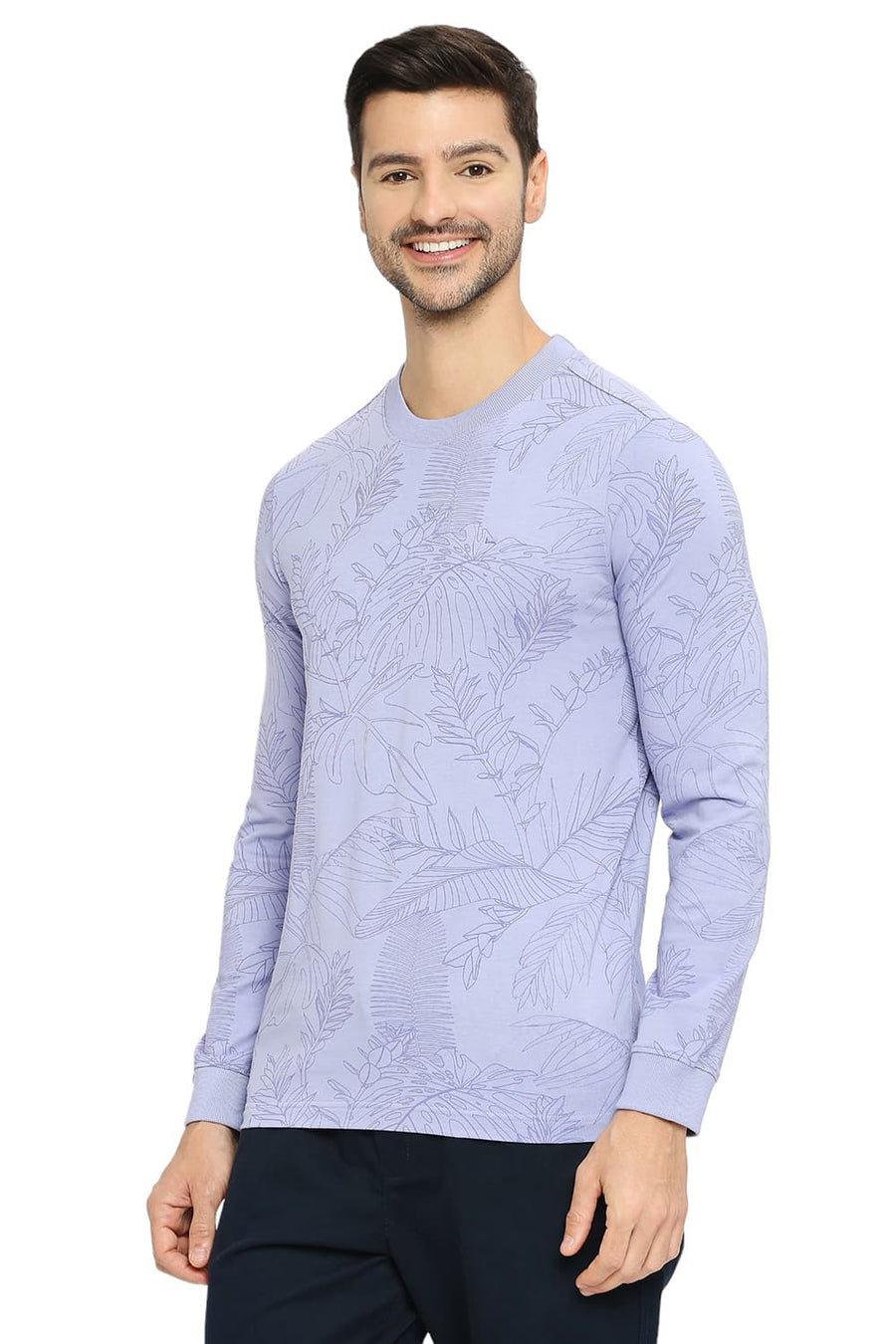 BASICS MUSCLE FIT THISTLE DOWN COTTON PRINTED CREW T-SHIRTS
