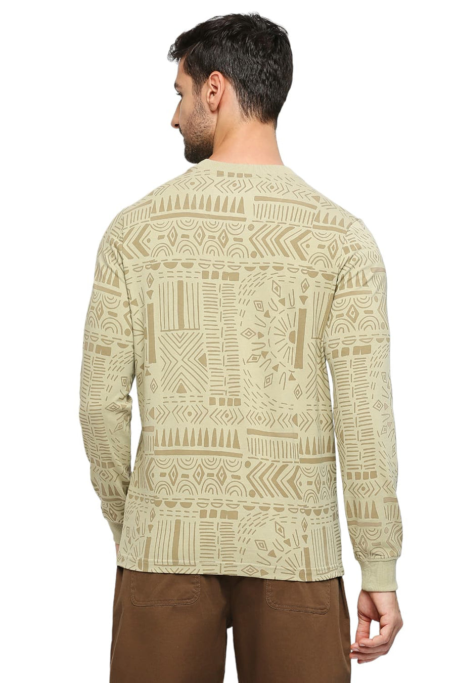 BASICS MUSCLE FIT ELM COTTON PRINTED CREW T-SHIRTS