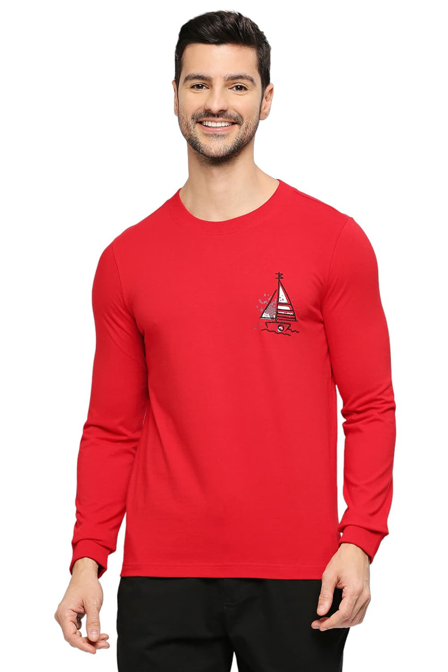 BASICS MUSCLE FIT SALSA COTTON SOLID CREW T-SHIRTS
