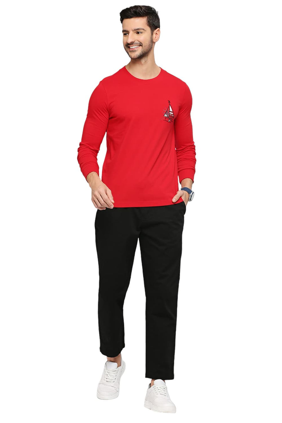 BASICS MUSCLE FIT SALSA COTTON SOLID CREW T-SHIRTS
