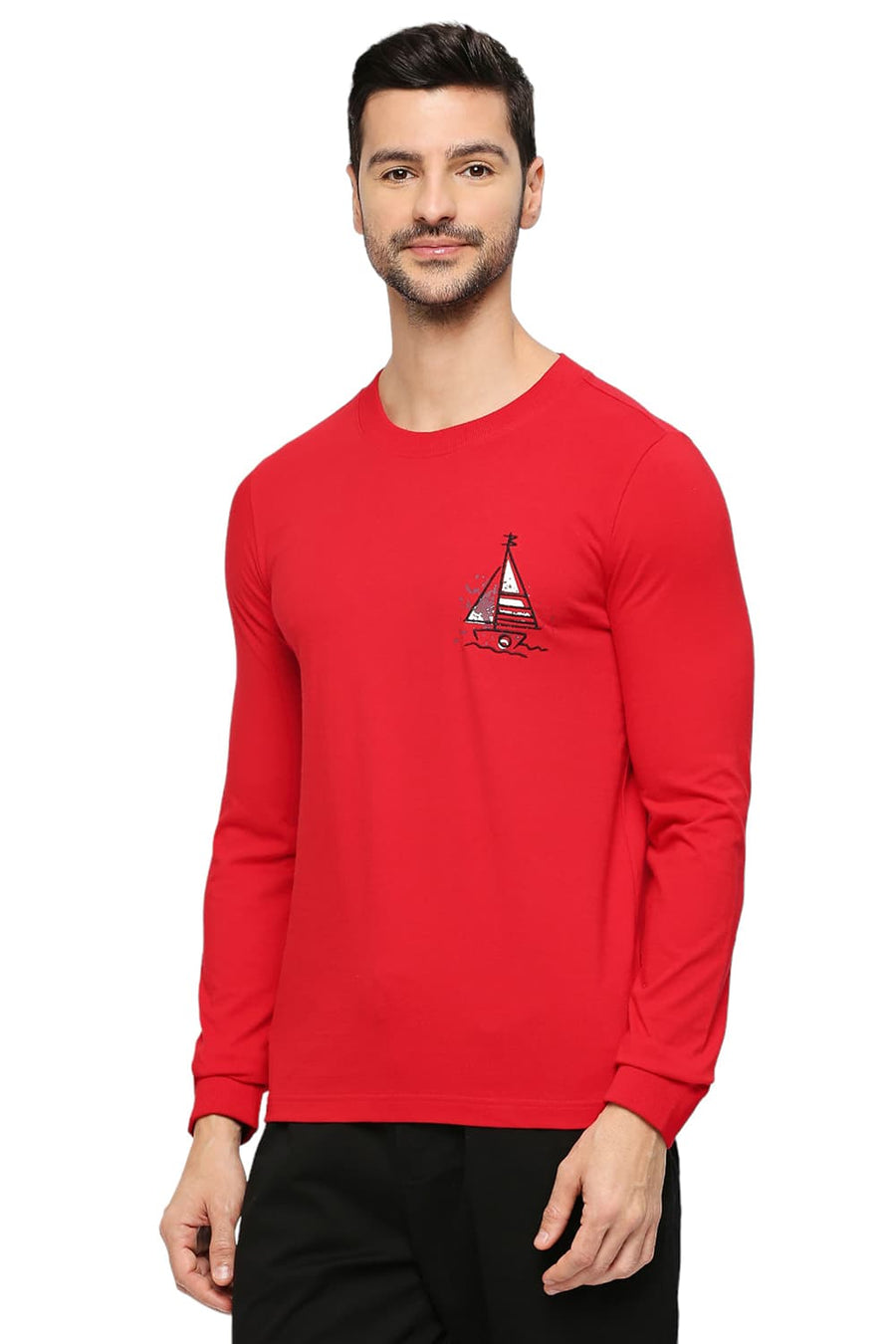 BASICS MUSCLE FIT SALSA COTTON SOLID CREW T-SHIRTS