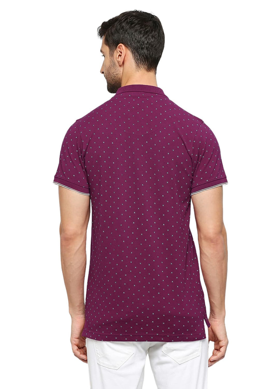 BASICS MUSCLE FIT RASPBERRY RADIANCE COTTON PRINTED POLO T-SHIRTS