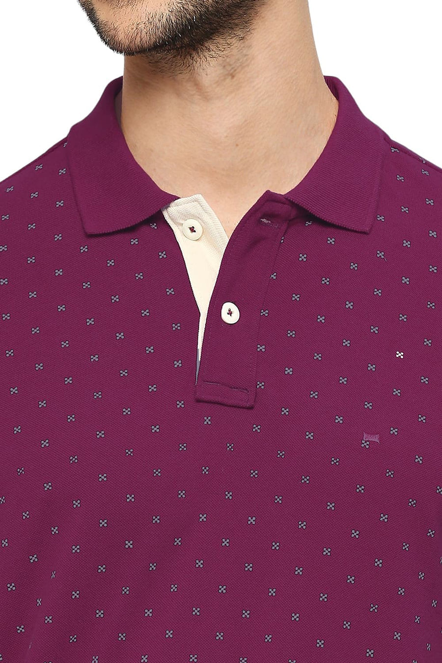 BASICS MUSCLE FIT RASPBERRY RADIANCE COTTON PRINTED POLO T-SHIRTS