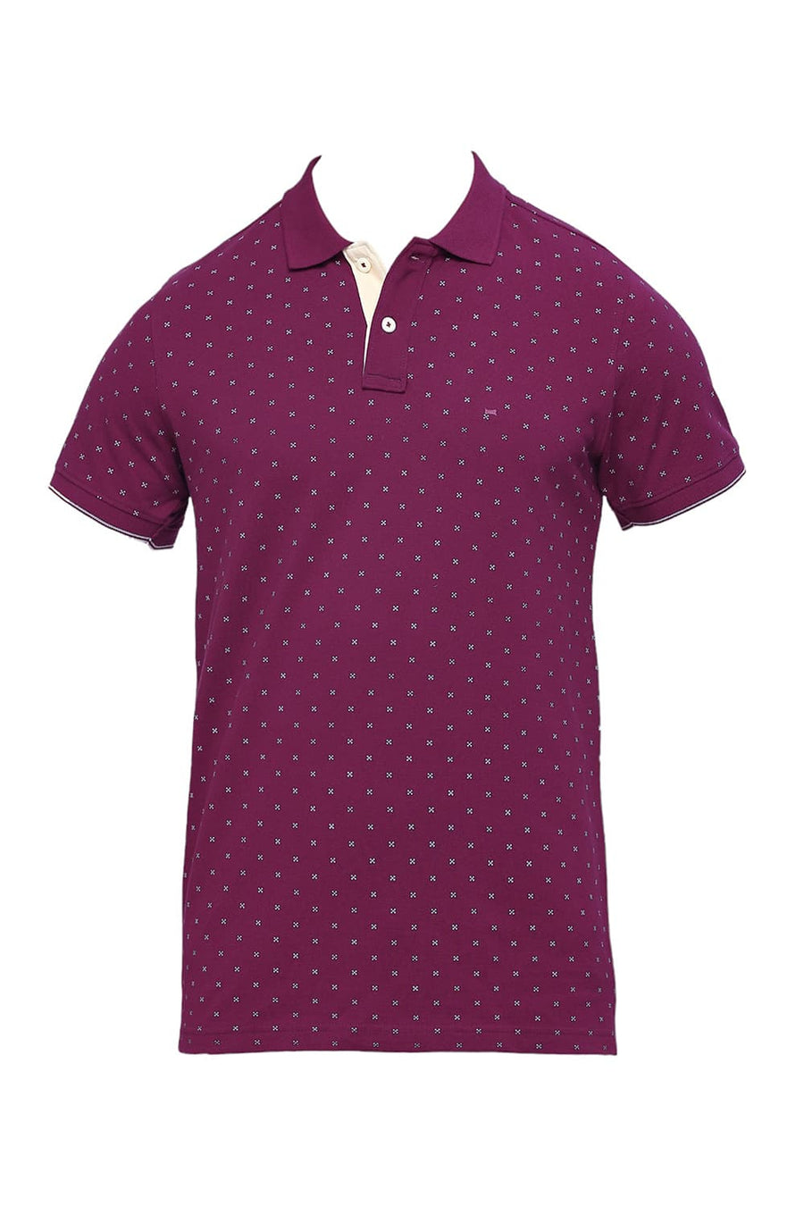 BASICS MUSCLE FIT RASPBERRY RADIANCE COTTON PRINTED POLO T-SHIRTS