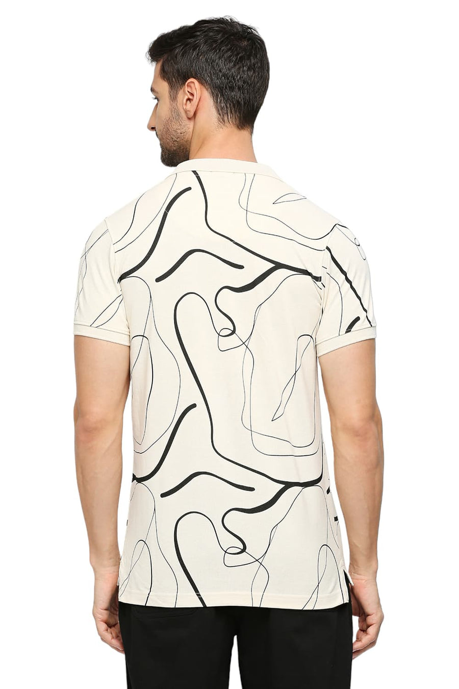 BASICS MUSCLE FIT EGGNOG COTTON PRINTED POLO T-SHIRTS