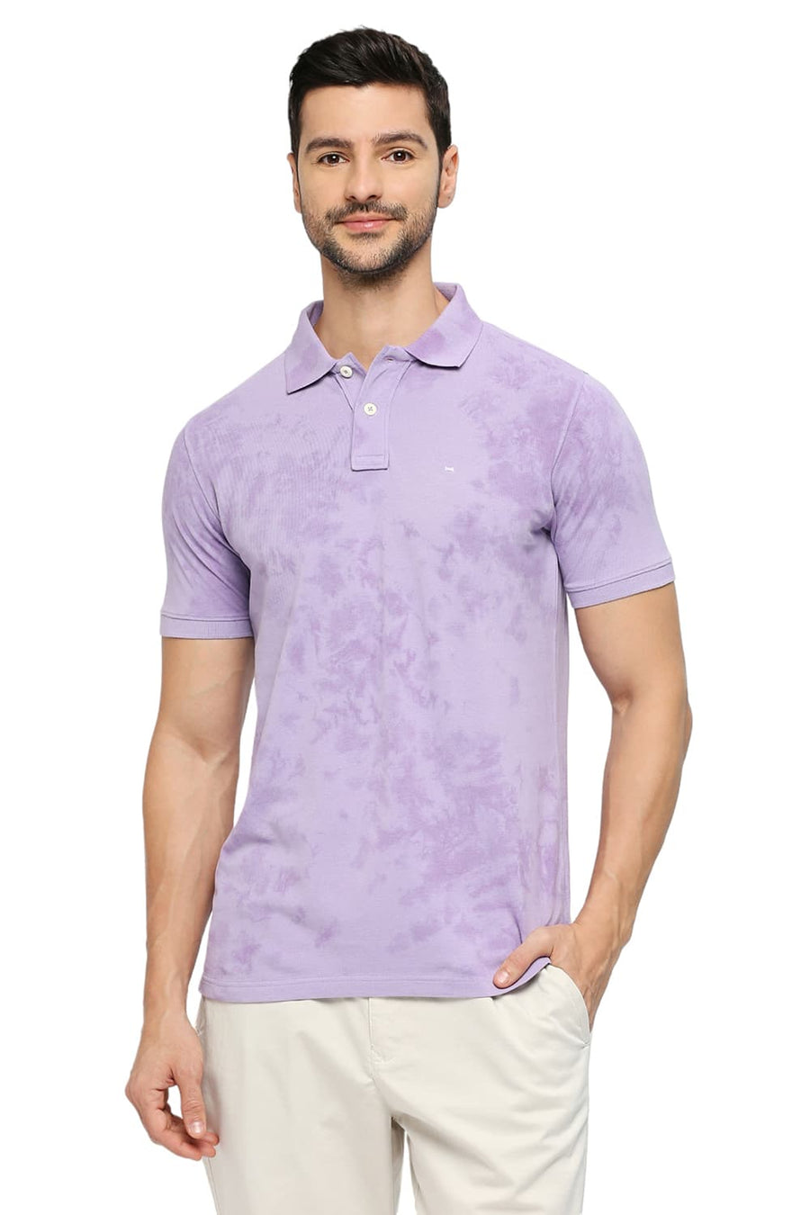BASICS MUSCLE FIT LAVENDER COTTON TIE DYE POLO T-SHIRTS