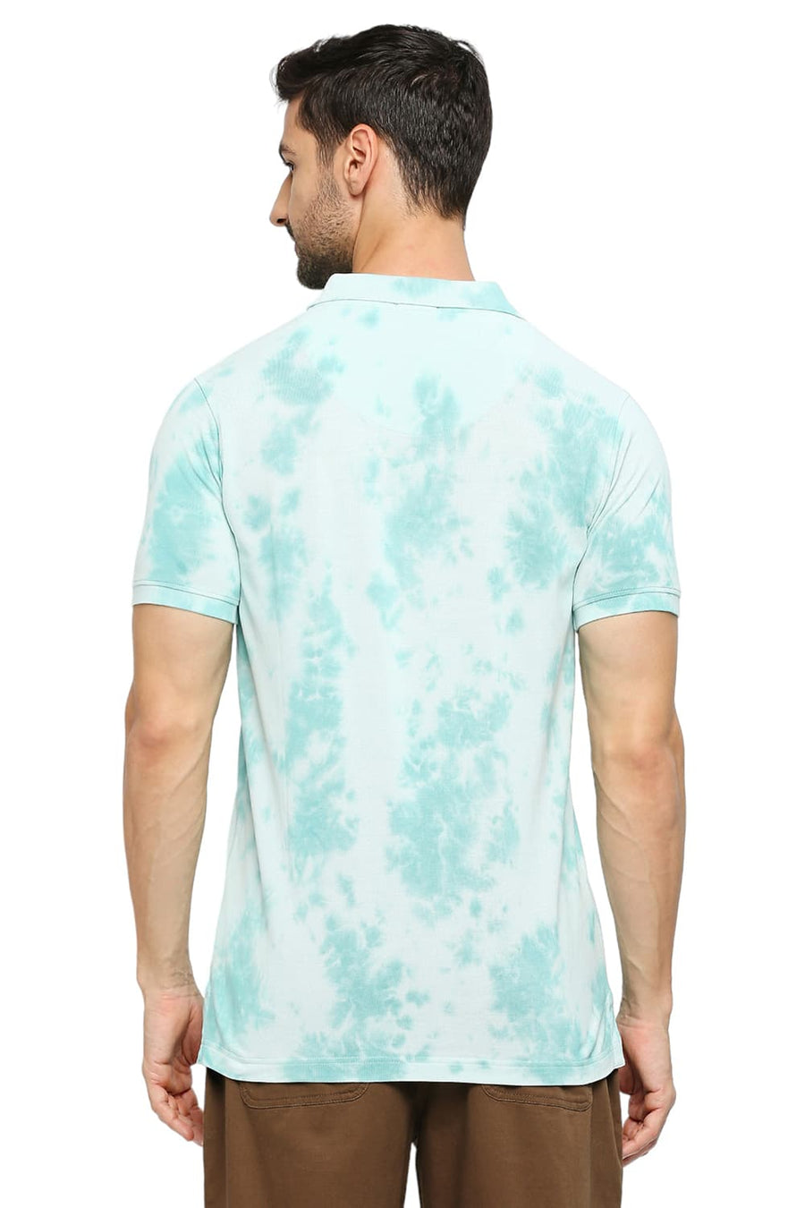BASICS MUSCLE FIT BLUE GLASS COTTON TIE DYE POLO T-SHIRTS