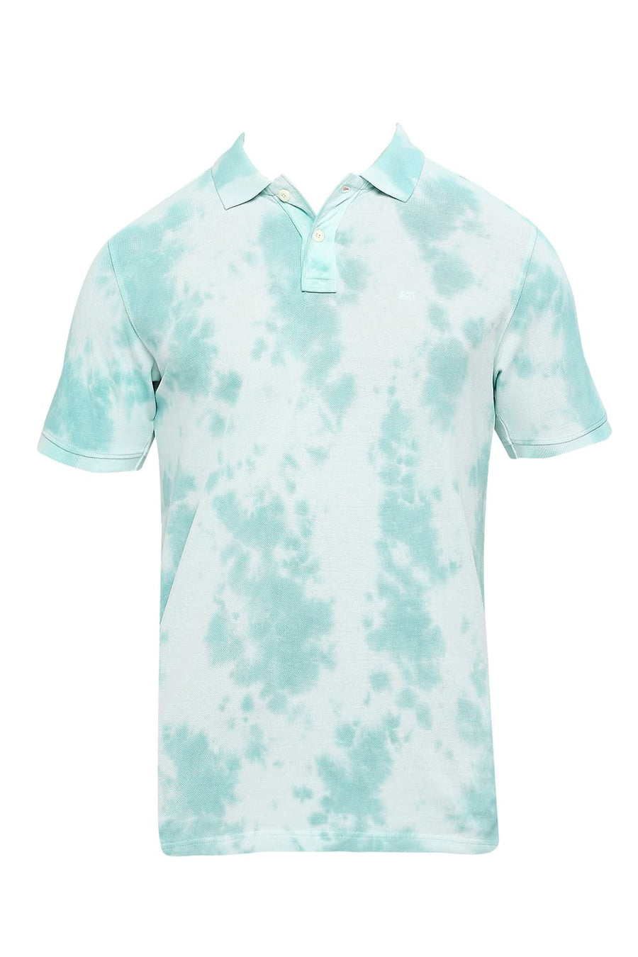 BASICS MUSCLE FIT BLUE GLASS COTTON TIE DYE POLO T-SHIRTS