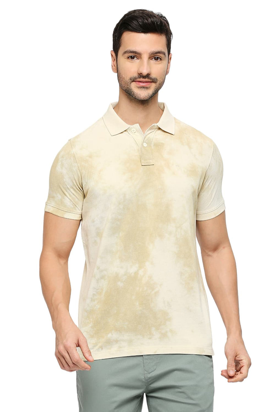 BASICS MUSCLE FIT FROZEN DEW COTTON TIE DYE POLO T-SHIRTS