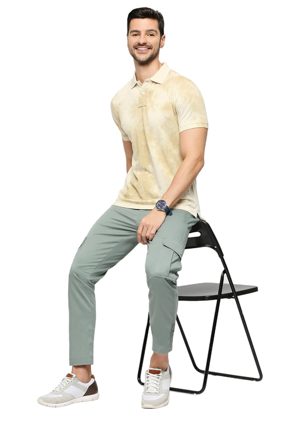 BASICS MUSCLE FIT FROZEN DEW COTTON TIE DYE POLO T-SHIRTS