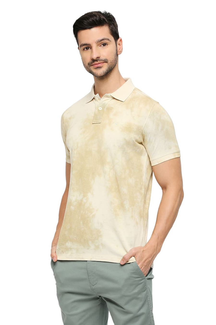 BASICS MUSCLE FIT FROZEN DEW COTTON TIE DYE POLO T-SHIRTS