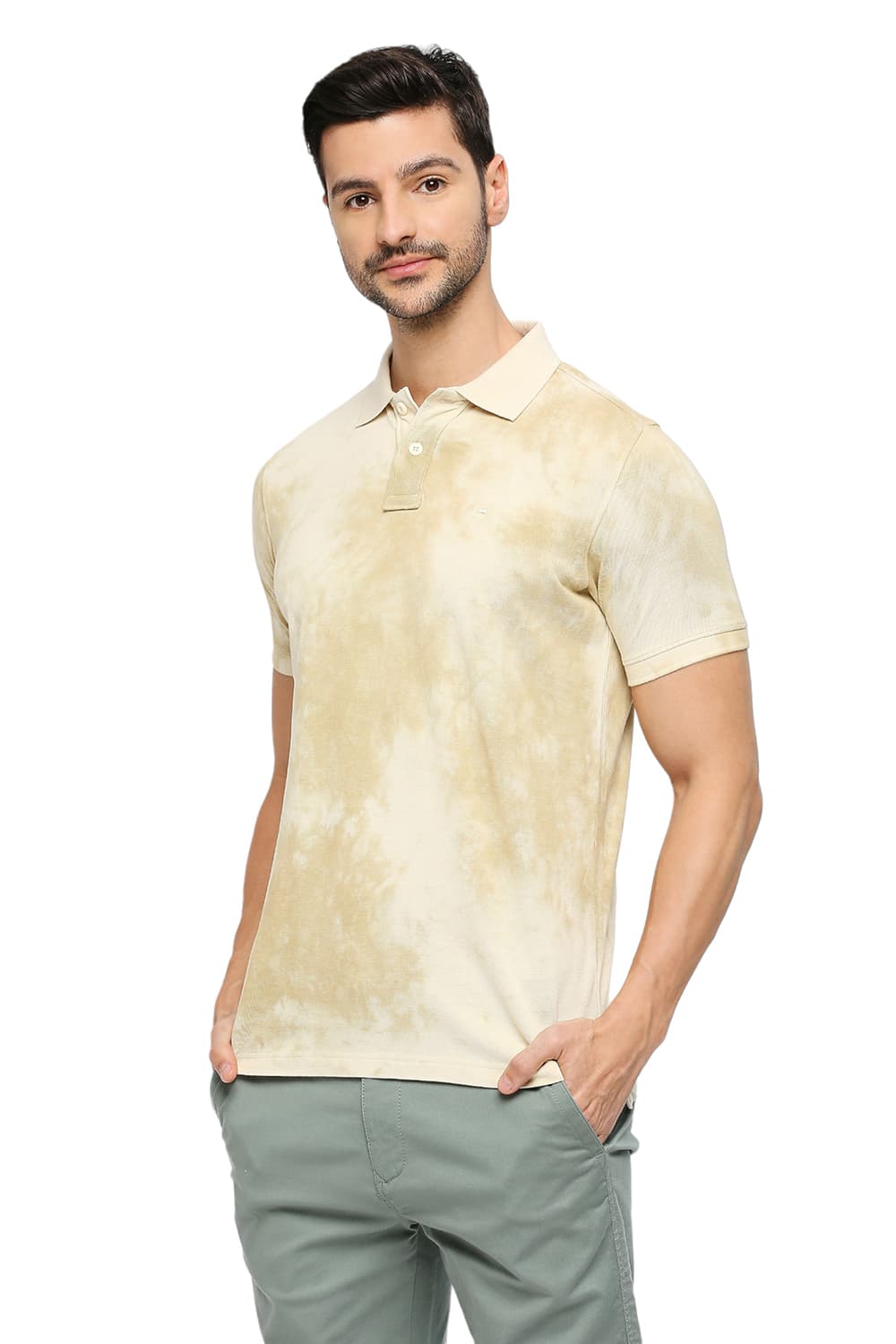 BASICS MUSCLE FIT COTTON TIE DYE POLO T-SHIRTS