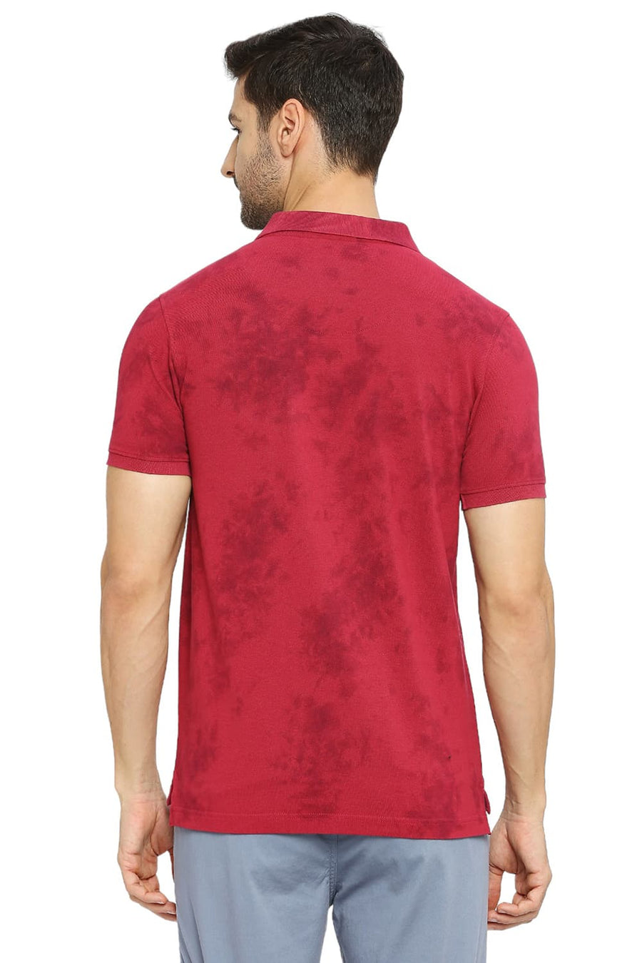 BASICS MUSCLE FIT RED BUD COTTON TIE DYE POLO T-SHIRTS