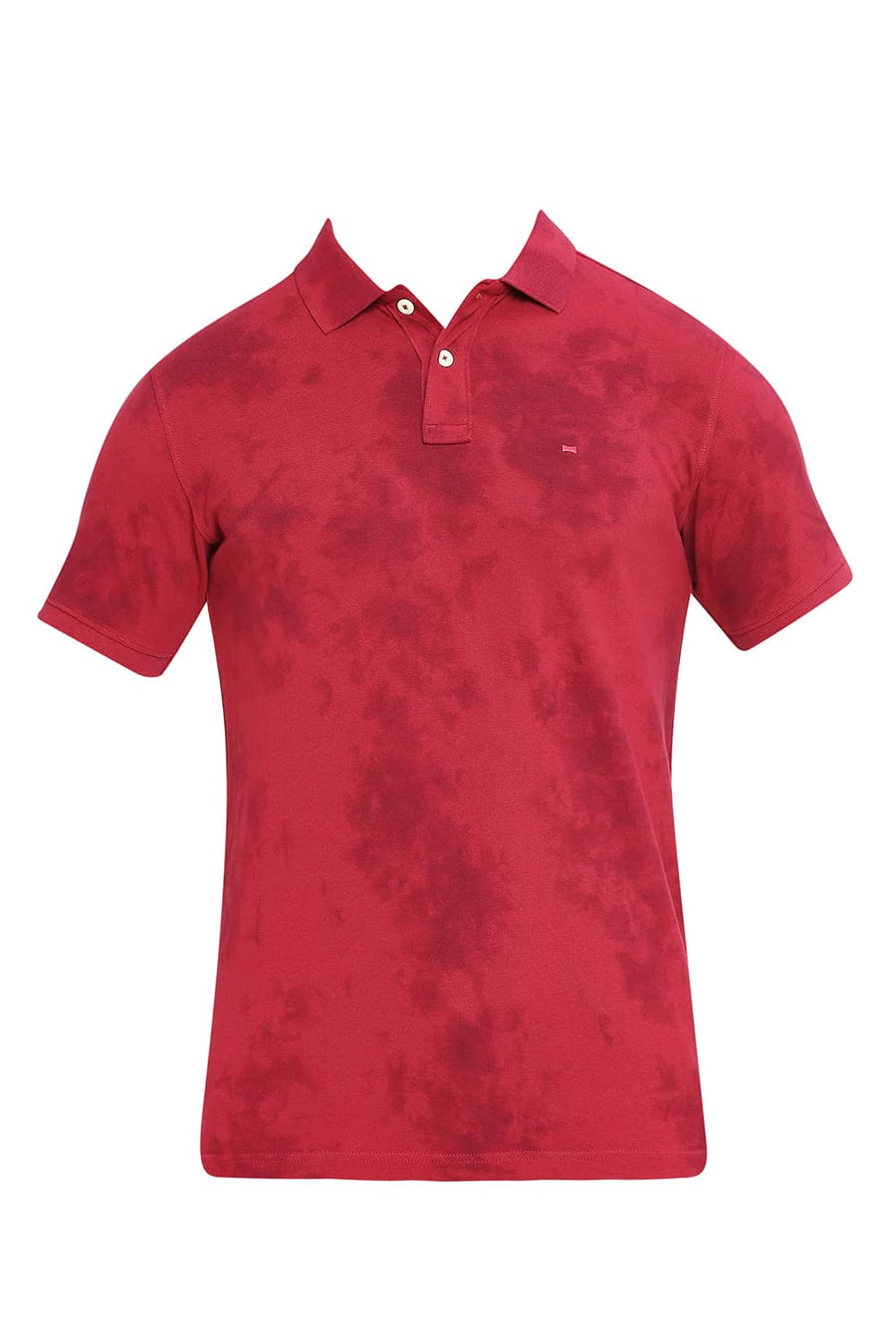 BASICS MUSCLE FIT RED BUD COTTON TIE DYE POLO T-SHIRTS
