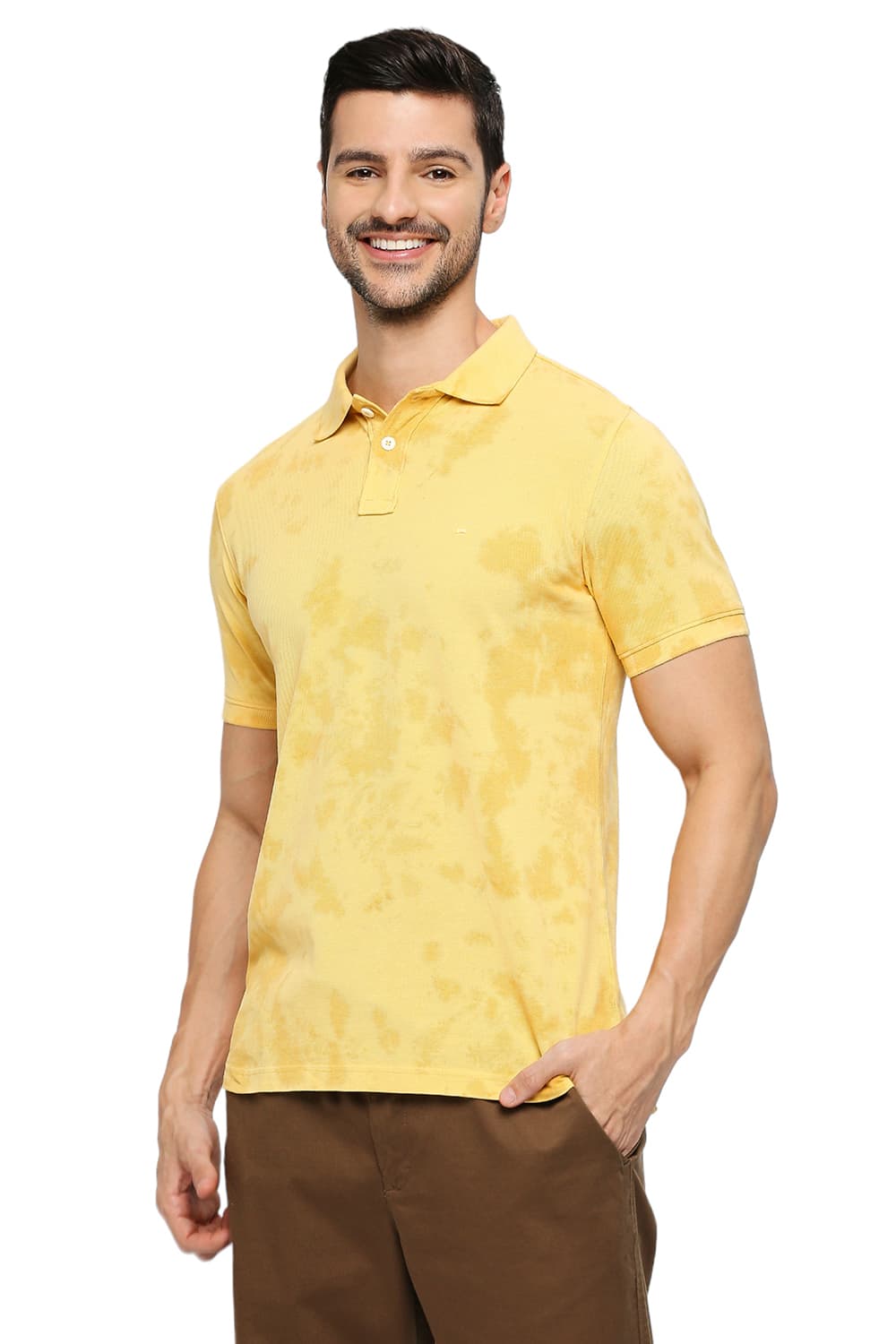 BASICS MUSCLE FIT COTTON TIE DYE POLO T-SHIRTS