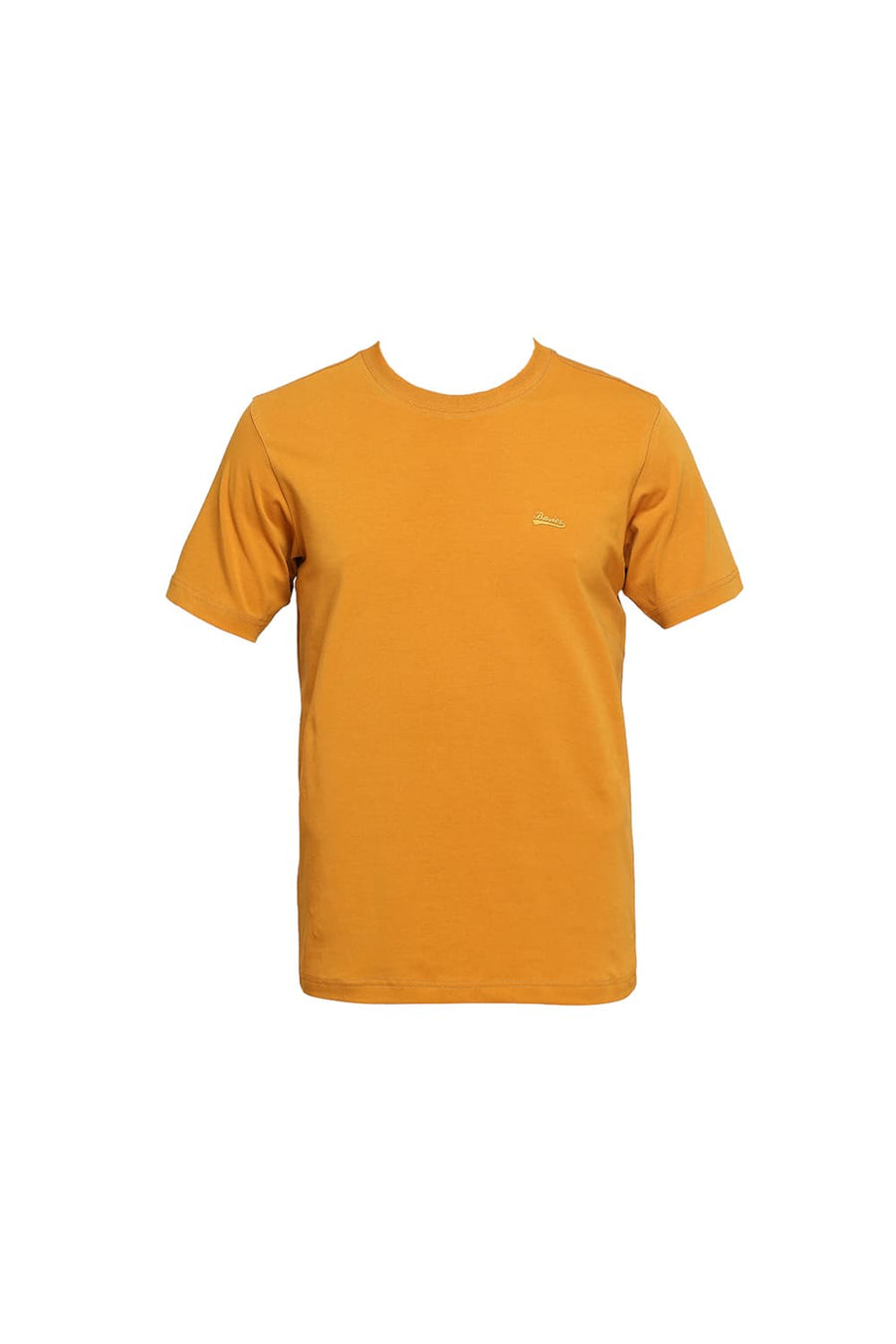 BASICS MUSCLE FIT MUSTARD YELLOW COTTON STRETCH SOLID CREW T-SHIRTS